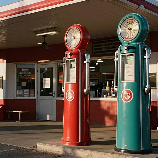Vintage Gas Station Social Realism