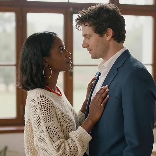 Couple Facing Each Other with Intimate Gaze