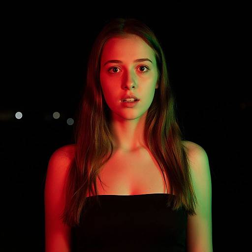 Dramatic Portrait of Woman in Colored Light