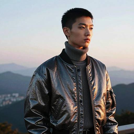 Androgynous Short Undercut in Metallic Bomber