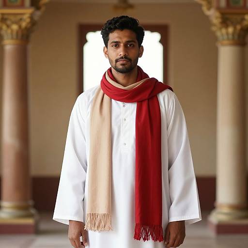 Man in White Robe with Scarf