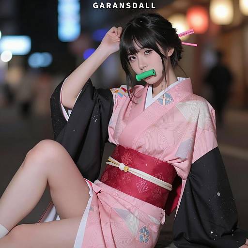 Elegant Asian Woman in Traditional Attire