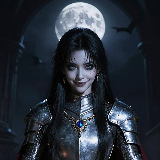 Moonlit Vampire Princess in Silver Armor