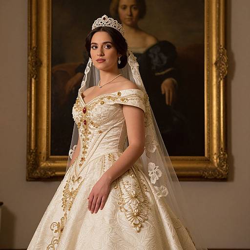 Regal Woman in Ivory Gown