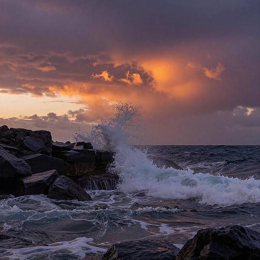 Dramatic Sunset Over Rugged Coastline