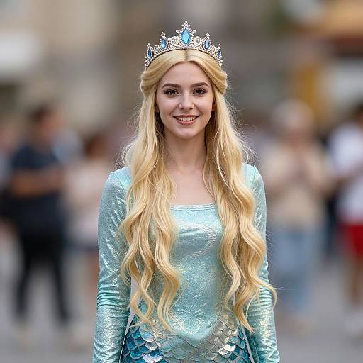 Blonde Merfolk in Crowned Costume