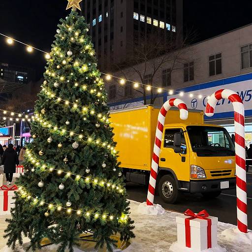 Magical Nighttime Christmas City Scene