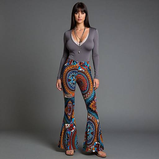 Bohemian Woman in Ethnic Flared Pants