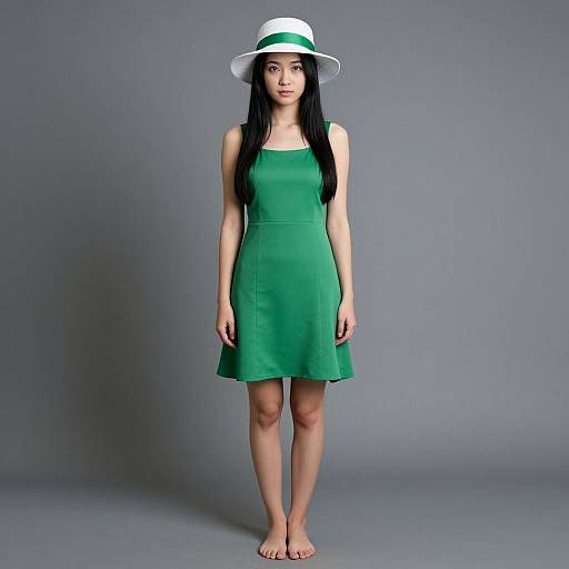 Girl in Crayon-Themed Green Dress