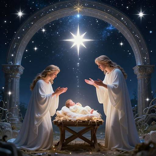 Celestial Nativity Scene with Radiant Star