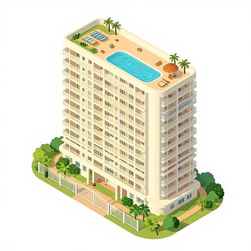 Vector Style 30-Story Condo with Rooftop Pool