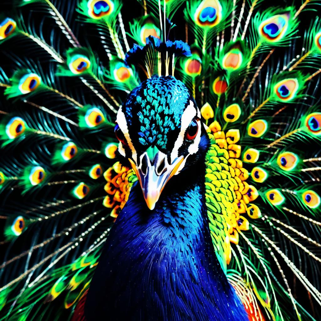 Cinematic Macro Shot of Colorful Peacock