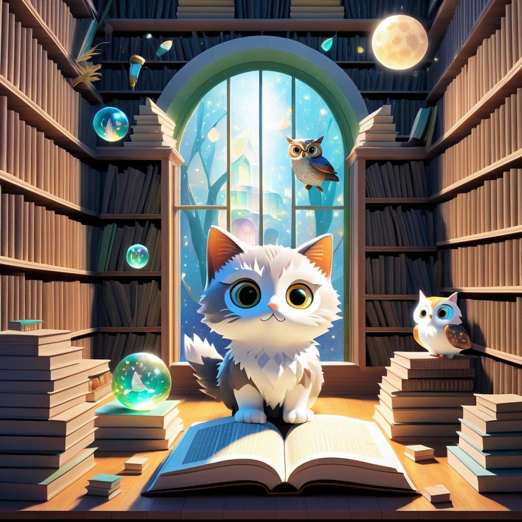 Kitten's Adventure in a Magical Library