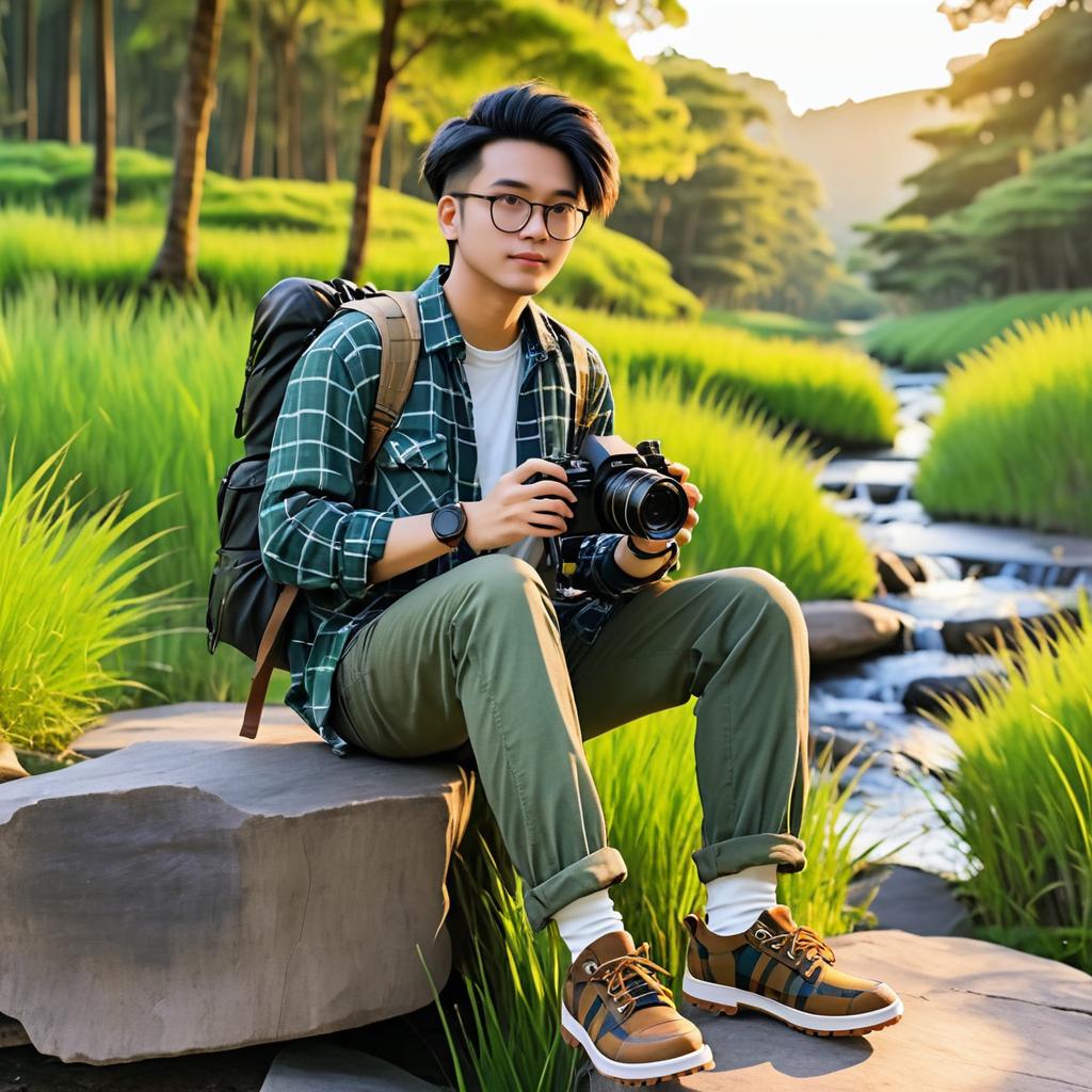 Photography Enthusiast in Nature Illustration