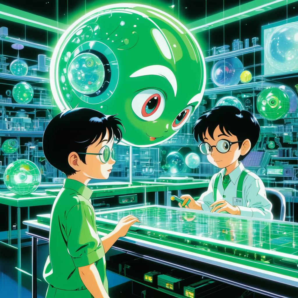 Curious Alien Meets Young Scientist in Lab