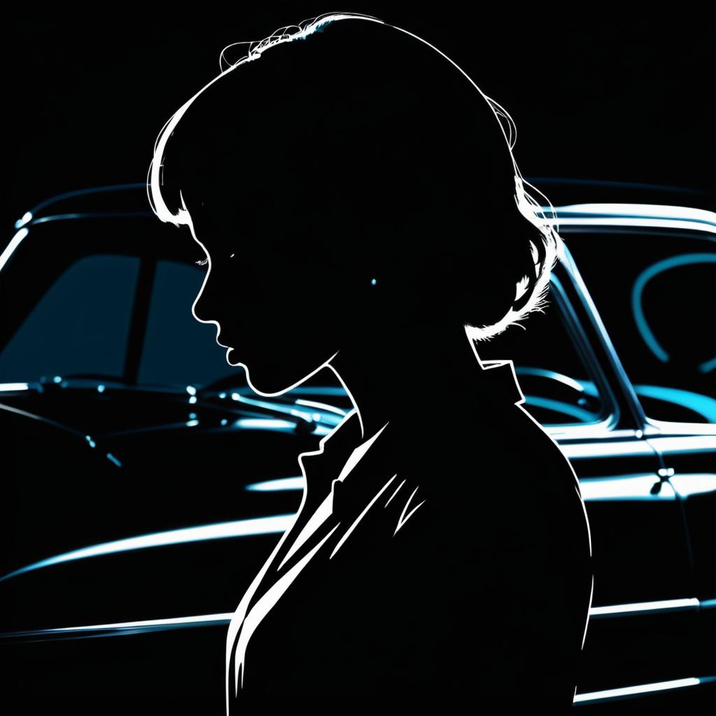 Vintage Cars in Girl's Silhouette Art