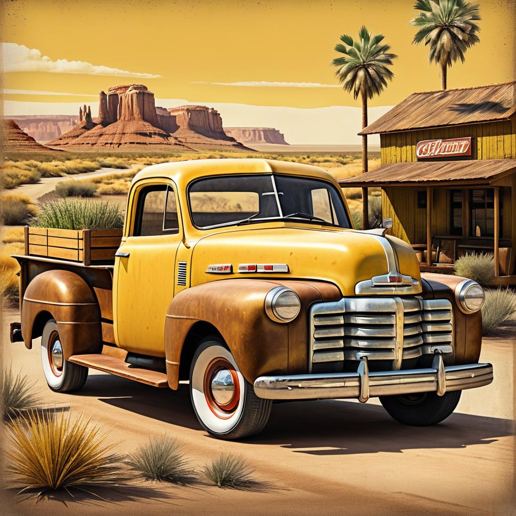 Nostalgic Vintage Pickup Truck Poster