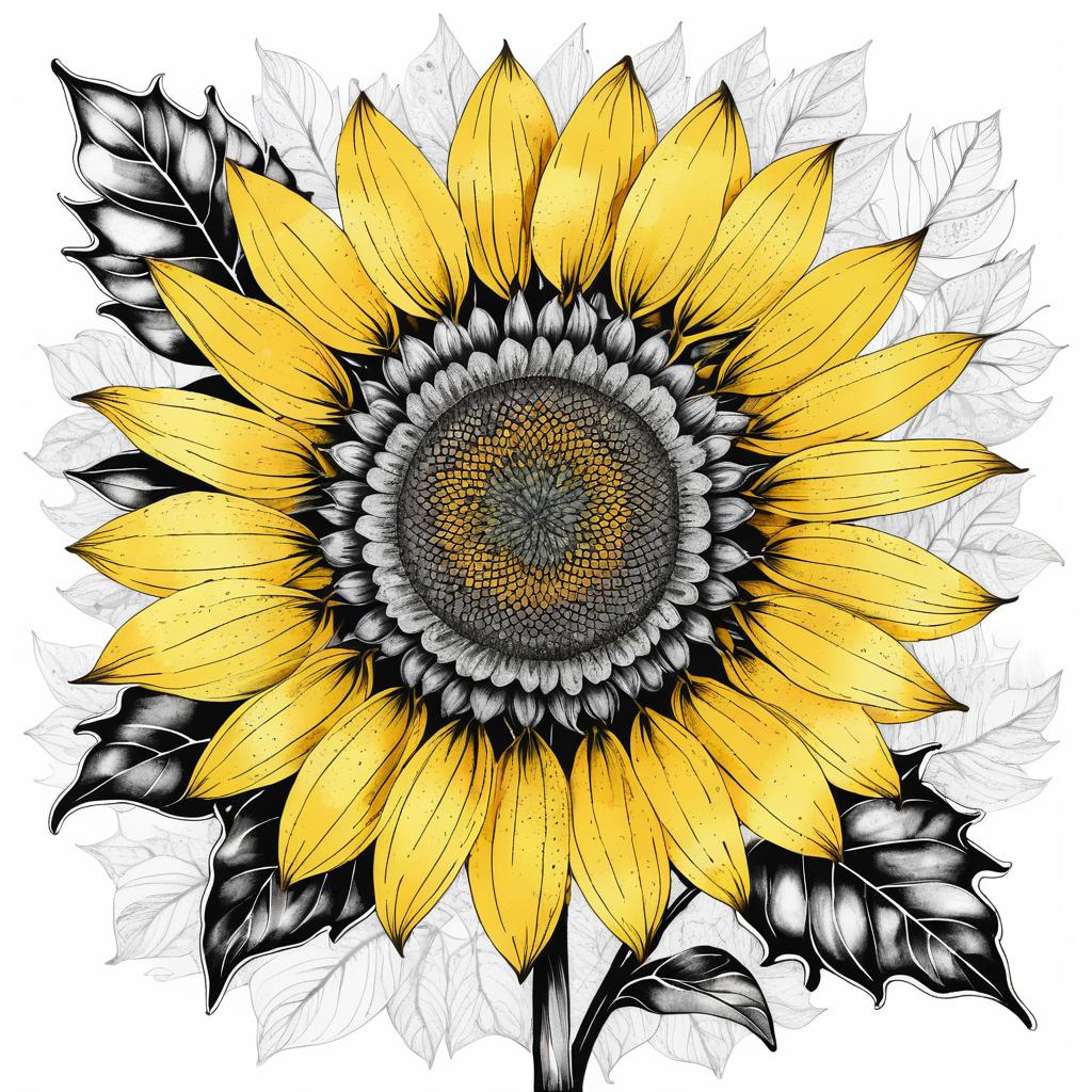 Vibrant Hand-Drawn Sunflower Illustration