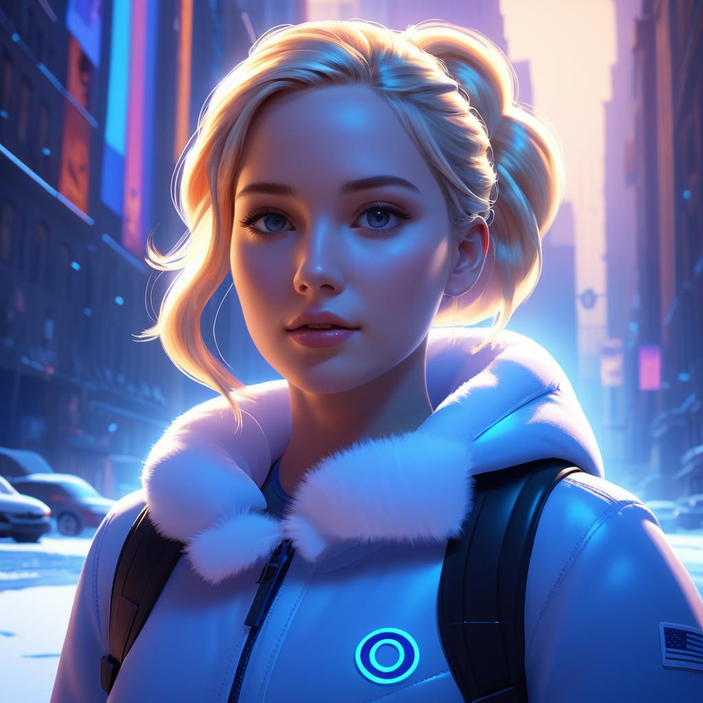 Stylized Portrait of Jennifer Lawrence in Blizzard Style