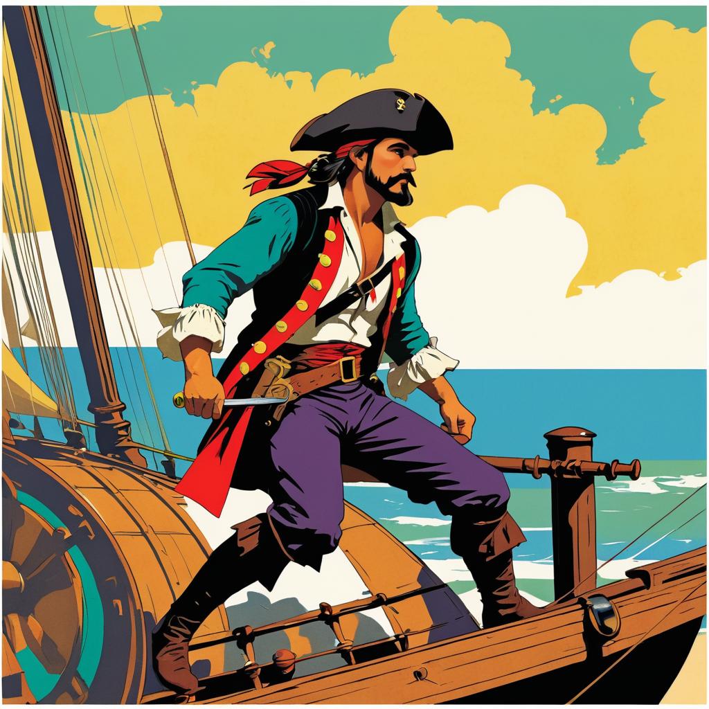 Vintage Pirate Illustration in Dynamic Style