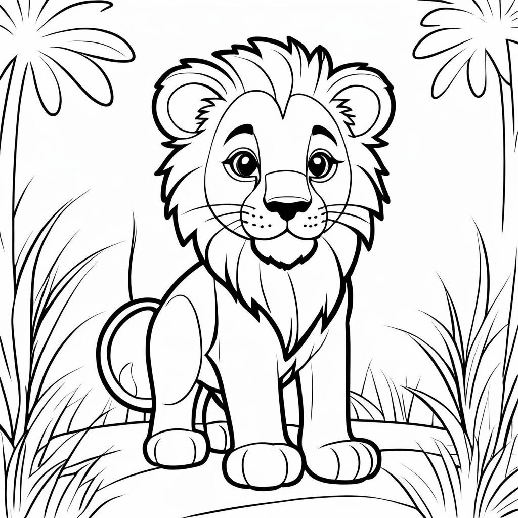 Cute Lion Coloring Page for Kids