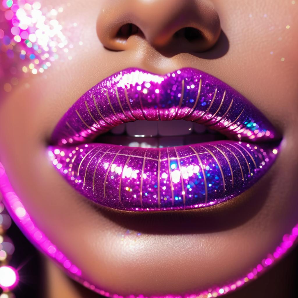 Glamorous South Asian Woman's Glittery Lips