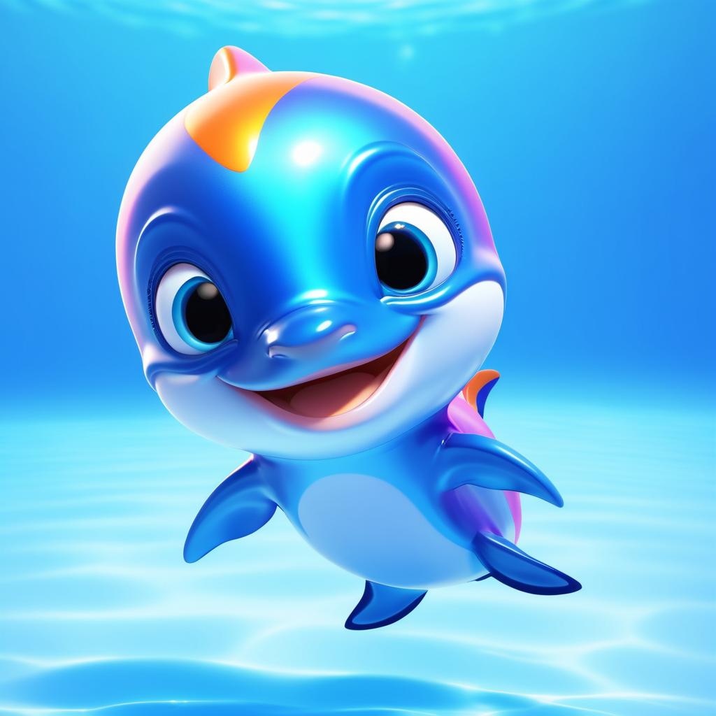 Charming Pixar-Style Baby Dolphin