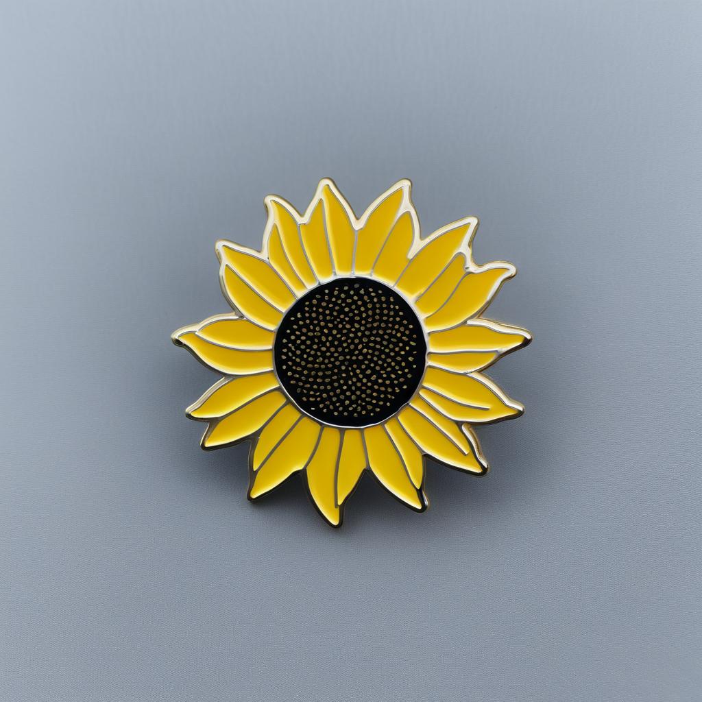 Modern Sunflower Enamel Pin Design