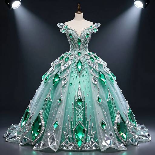 Fantasy Crystal Emerald Gown Mannequin