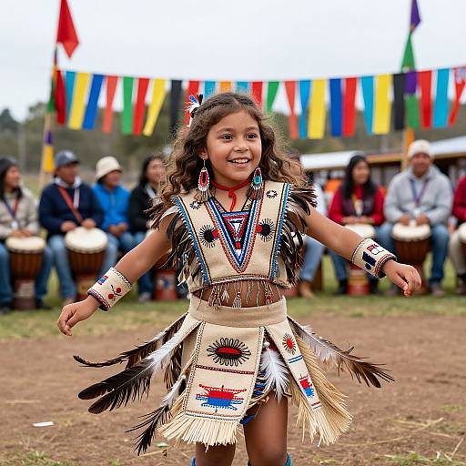 Joyful Indigenous Girl Dancing Festival