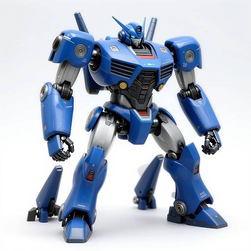 Realistic Blue Mecha Robot Tank