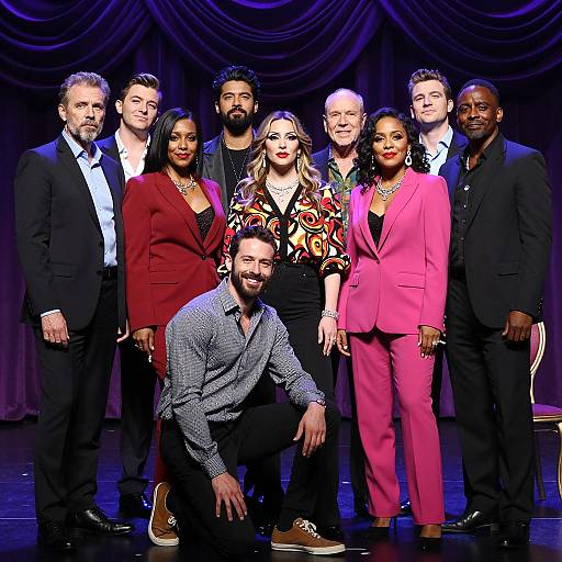 Dynamic Group Photograph with Dramatic Lighting