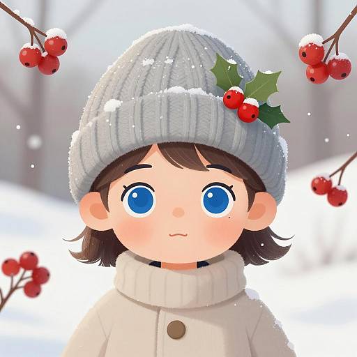 Snowy Portrait of a Child in Winter