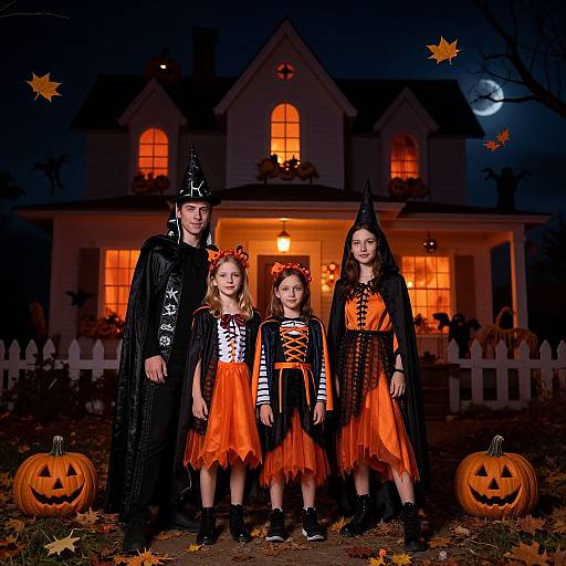 Family Matching Halloween Costume Portrait
