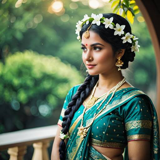 Elegant Woman in Saree Cosplay Costume