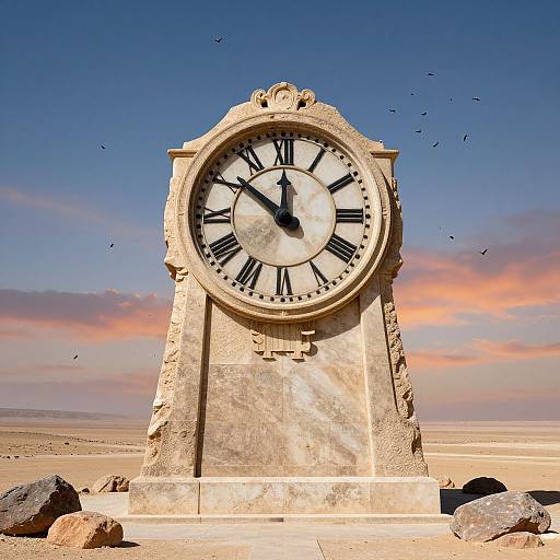 Colossal Stone Clock in Desert