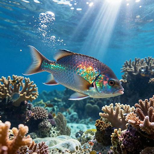 Iridescent Fish in Vibrant Coral Reef