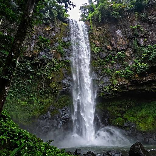 Catarata Waterfall in Tropical Rainforest