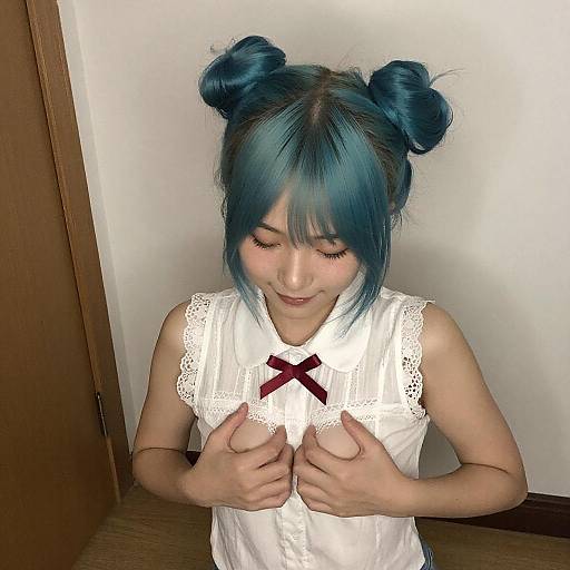 Portrait of Woman with Turquoise Hair