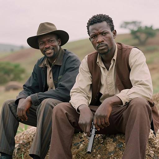 Two Men on a Rocky Hilltop
