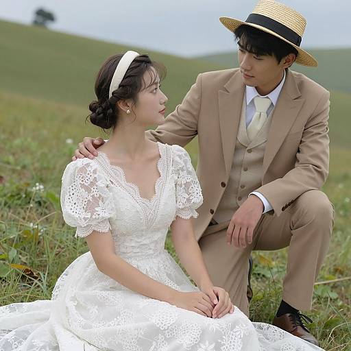 Romantic Hillside Portrait in Nature