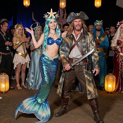 Fierce Captain and Mermaid Cosplay