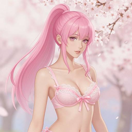 Ethereal Pink-Haired Woman Illustration