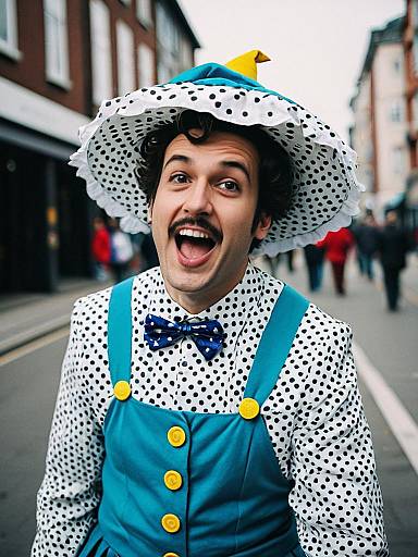 Man in Polka Dot Comedic Fancy Dress