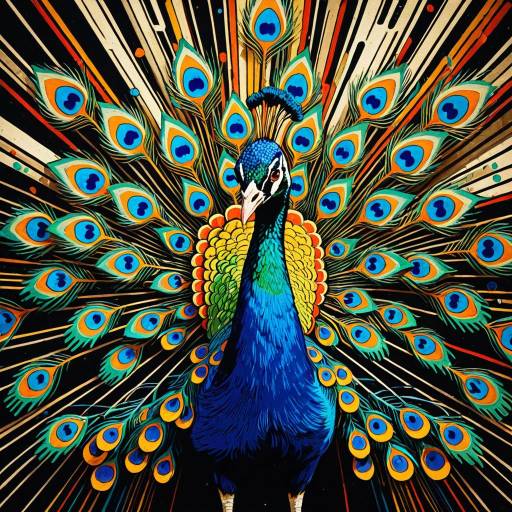 Kandinsky-Style Peacock Illustration