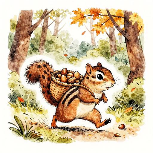 Whimsical Chipmunk in Autumn Forest