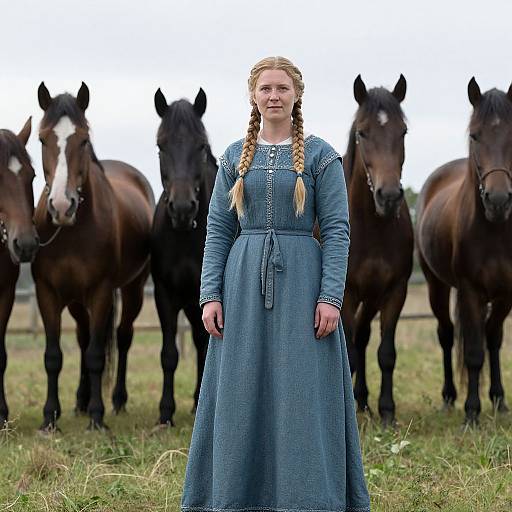 Viking Woman in Blue Dress