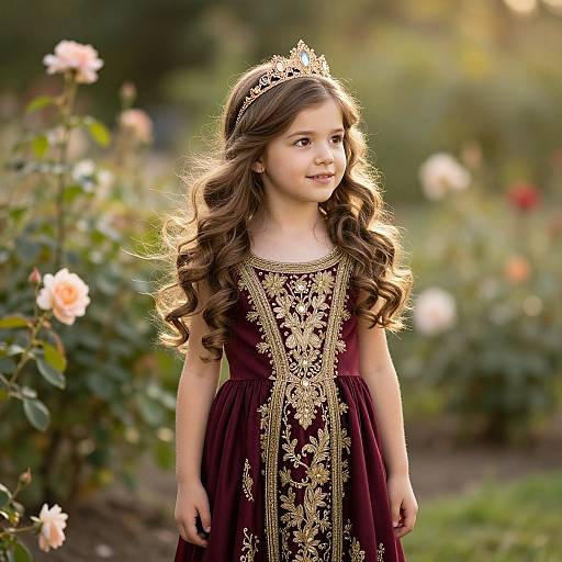Young Girl in Elegant Garden Dress