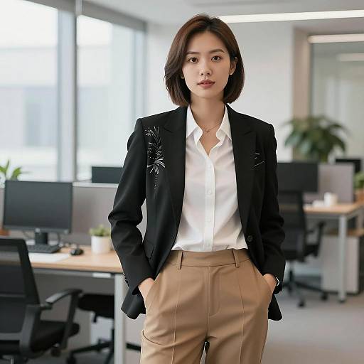 Confident Asian Woman in Office Attire