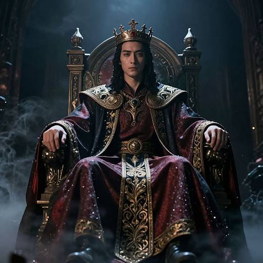 Ornate Throne in Hellish Mist